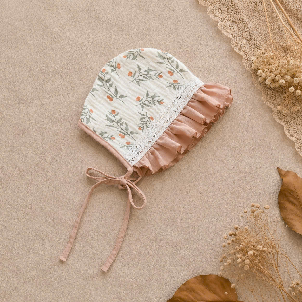 Hazel Bloom Romper NB–2Y | Floral Baby Romper with Bonnet | Vintage Baby Outfit