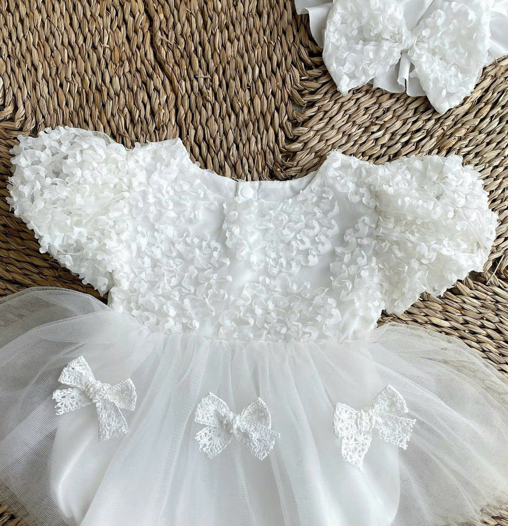 Cloud Lace Romper Set NB–2Y | Lace Baby Romper with Hat | Christening & Photoshoot Outfit