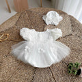 Cloud Lace Romper Set NB–2Y | Lace Baby Romper with Hat | Christening & Photoshoot Outfit