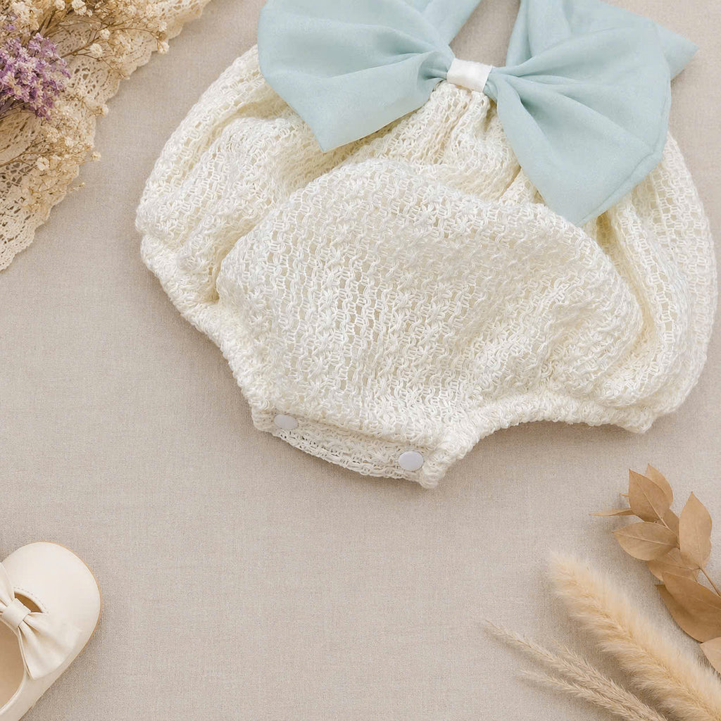 Tint Silk Romper NB–12M | Silk Baby Romper with Lace Details | Spring & Special Occasion Outfit