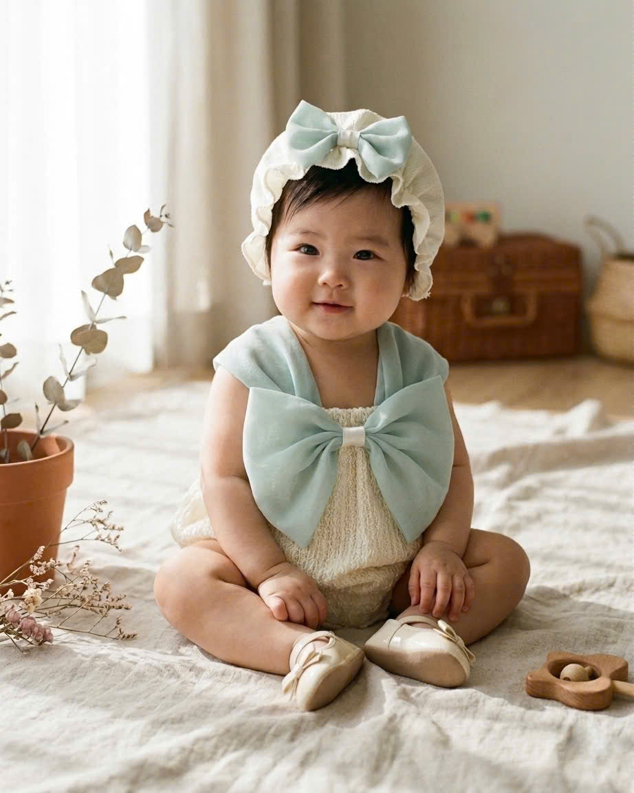 Tint Silk Romper NB–12M | Silk Baby Romper with Lace Details | Spring & Special Occasion Outfit